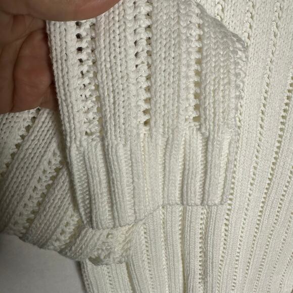 NWT Cyrus Winter White Knit Sweater – Vertical Texture in Bone, Size M - Picture 4 of 10